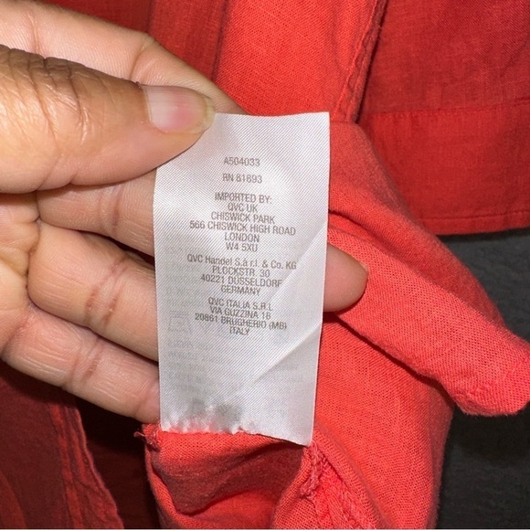 Encore by Idina Menzel Dress Womens Large Petite Coral Regular Relaxed Linen - Picture 10 of 12